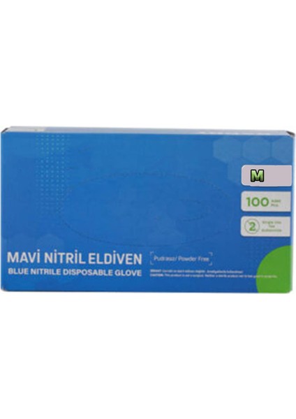 Handy Mavi Nitril Muayene Eldiveni M Beden Pudrasız Eldiven 100 Adet (50 Çift)