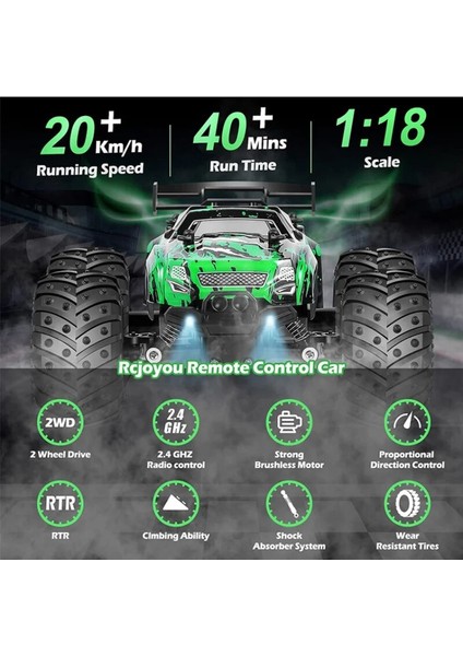 1:18 Rc Araba Elektrikli Yüksek Hızlı Off-Road Arabalar Uzaktan Kumandalı Arabalar LED Işık ile 2.4g 40KM/H Drift Oyuncaklar Erkek Çocuklar ve Yetişkinler Için (Yurt Dışından)