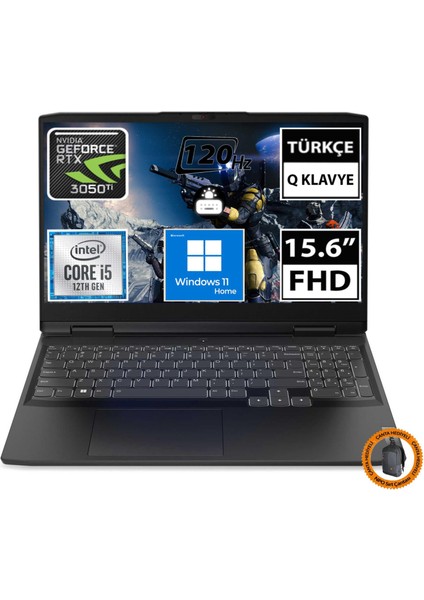 Ideapad Gaming 3 82S9015TTX01 I5-12450H 16GB 1tbssd RTX3050TI 15.6" Fullhd W11H Taşınabilir BILGISAYAR-CNT002