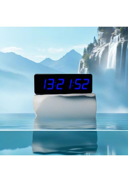Sanec Saniyeli Dijital LED Duvar ve Masa Saat Derece ve Nem - Mavi (Kasa Ölçüsü: 12X35 Cm)