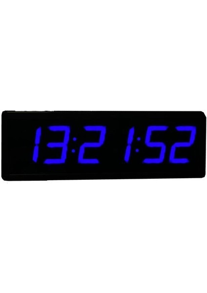 Sanec Saniyeli Dijital LED Duvar ve Masa Saat Derece ve Nem - Mavi (Kasa Ölçüsü: 12X35 Cm)