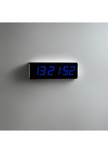 Sanec Saniyeli Dijital LED Duvar ve Masa Saat Derece ve Nem - Mavi (Kasa Ölçüsü: 12X35 Cm)