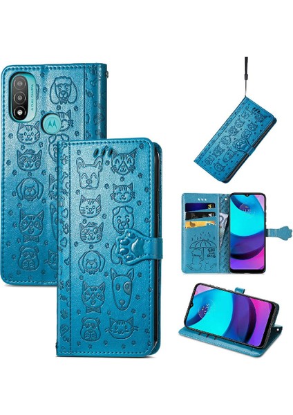 Moto E20 Flip Kapak Için Kılıf Kısa Kayış Karikatür Hayvanlar Deri Kılıf (Yurt Dışından) fiyatları