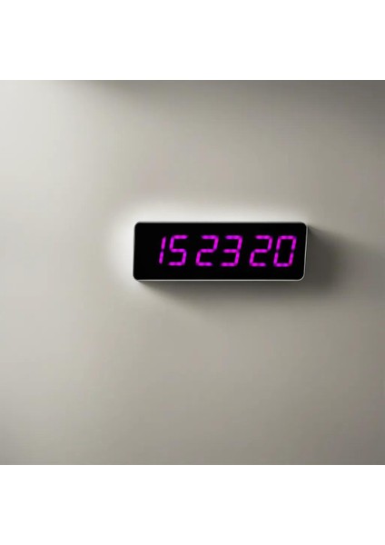 Sanec Saniyeli Dijital LED Duvar ve Masa Saat Derece ve Nem - Mor (Kasa Ölçüsü: 12X35 Cm)