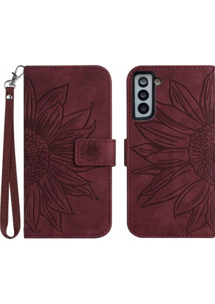 Samsung Galaxy S22 Artı Kısa Kayış Kabartmalı Ayçiçeği Kartı ile (Yurt Dışından)