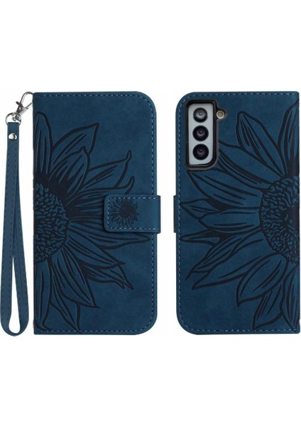 Samsung Galaxy S21 Artı Kısa Kayış Kabartmalı Ayçiçeği Flip Telefon (Yurt Dışından)