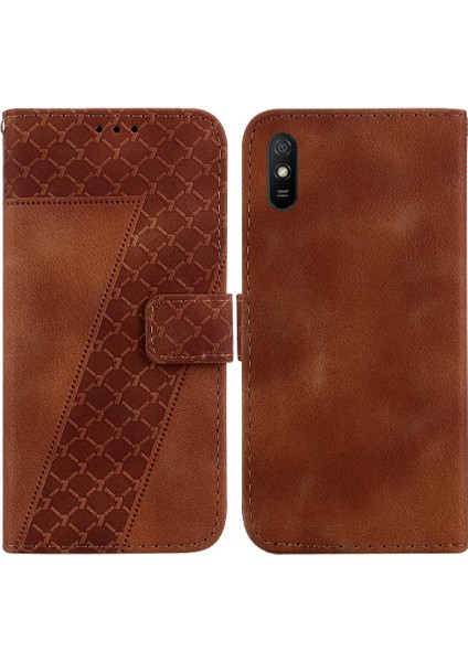 Xiaomi Redmi 9A Kart Yuvası Fonksiyonu Için Telefon Kılıfı Kabartmalı Desen Cüzdan (Yurt Dışından)