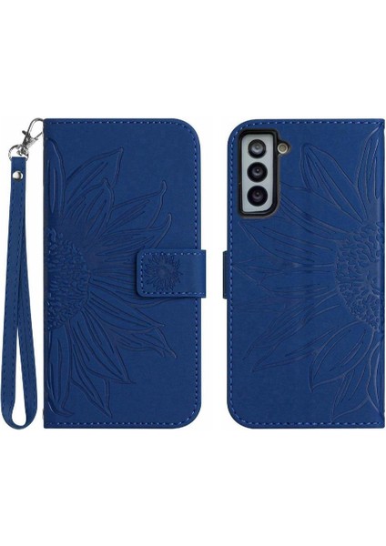 Samsung Galaxy S21 Artı Kısa Kayış Kabartmalı Ayçiçeği Flip Telefon (Yurt Dışından)