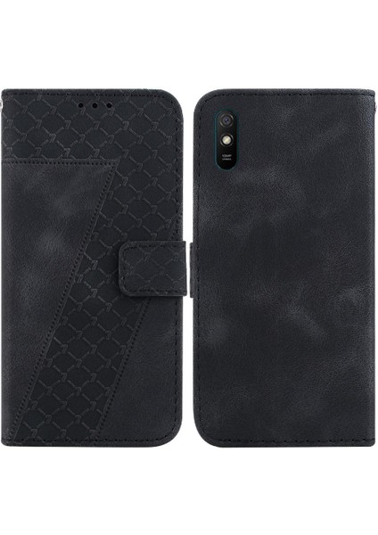 Xiaomi Redmi 9A Kart Yuvası Fonksiyonu Için Telefon Kılıfı Kabartmalı Desen Cüzdan (Yurt Dışından)