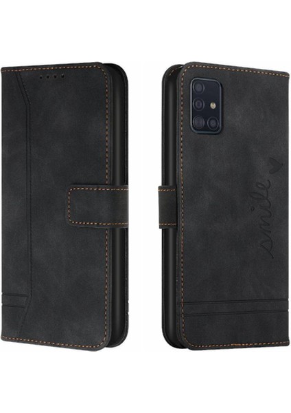 Telefon Kılıfı Için Samsung Galaxy A51 4g Manyetik Kapatma Flip Folio Cüzdan Pu (Yurt Dışından)