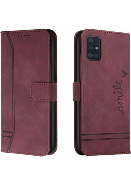 Telefon Kılıfı Için Samsung Galaxy A51 4g Manyetik Kapatma Flip Folio Cüzdan Pu (Yurt Dışından)