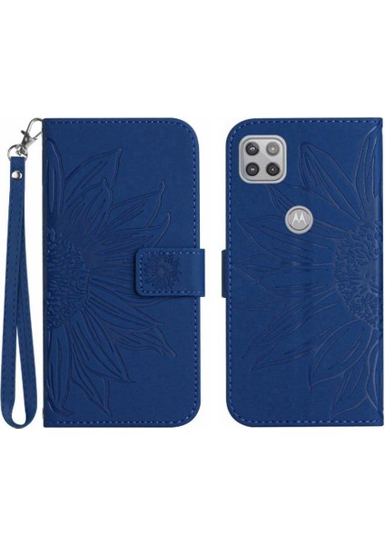 Motorola Moto G 5g Flip Cüzdan Telefon Kılıfı Için Kılıf Kısa Kayış Kabartmalı Pu (Yurt Dışından)