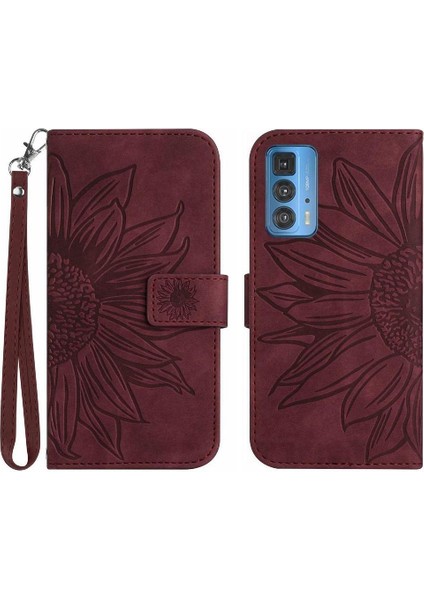 Motorola Kenar 20 Pro Için Kılıf Kart Yuvaları Tutucu ile Kısa Kayış Kabartmalı (Yurt Dışından)