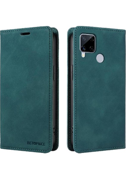 Realme C15/C12 Folyo Cüzdan Koruyucu Pu Deri Manyetik Için Kılıf (Yurt Dışından)