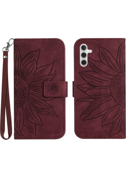 Kart Yuvaları Tutucu ile Samsung Galaxy A13 5g Kabartmalı Ayçiçeği Için Kılıf (Yurt Dışından)