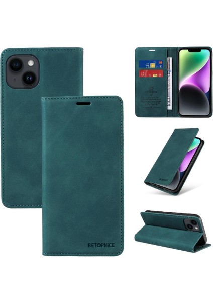 Iphone 15 Için Kılıf Manyetik Koruyucu Pu Deri Folio Cüzdan (Yurt Dışından)