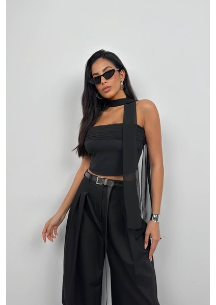 Şal Detay Straplez Bluz fiyatları