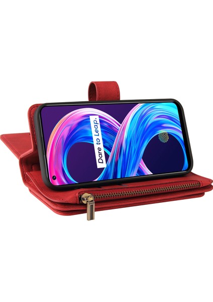 Realme 8 4g/8 Pro Için Kılıf Pu Deri Manyetik Kapatma Onbeş Kart Yuvaları Fermuar Cep Telefon Kılıfı (Yurt Dışından) indirimleri