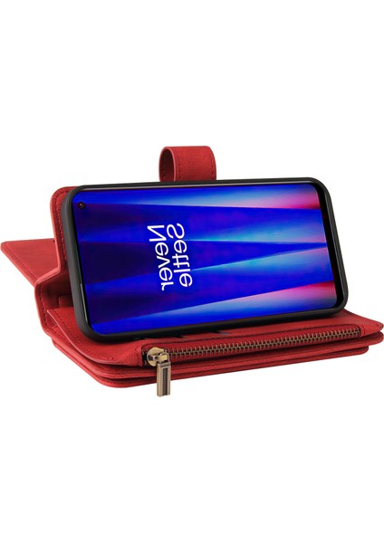 Oneplus Nord Ce2 Için Kılıf Pu Deri Manyetik Kapatma Onbeş Kart Yuvaları Fermuar Cep Telefon Kılıfı (Yurt Dışından)