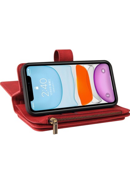 iPhone 11 Için Kılıf Pu Deri Manyetik Kapatma Onbeş Kart Yuvaları Fermuar Cep Telefon Kılıfı (Yurt Dışından) indirimleri