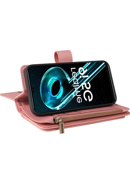 Realme 10 5g Için Kılıf Pu Deri Manyetik Kapatma Onbeş Kart Yuvaları Fermuar Cep Telefon Kılıfı (Yurt Dışından)