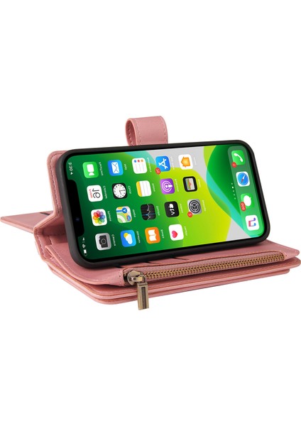 iPhone 13 Için Kılıf Pu Deri Manyetik Kapatma Onbeş Kart Yuvaları Fermuar Cep Telefon Kılıfı (Yurt Dışından) indirimleri