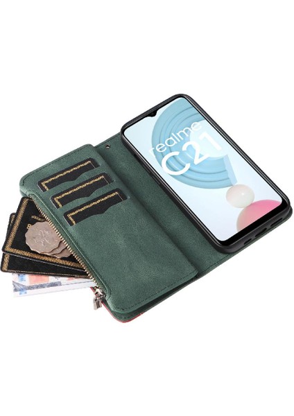 Realme C20/C21 Fermuar Cüzdan Tarzı Kickstand Koruyucu Kılıf (Yurt Dışından)