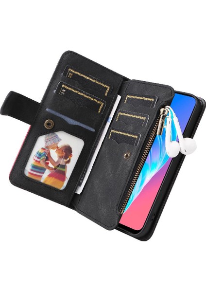 Oppo A92S/OPPO 4z Iki Renkli Dikiş Fermuar Cüzdan Tarzı Dokuz (Yurt Dışından)