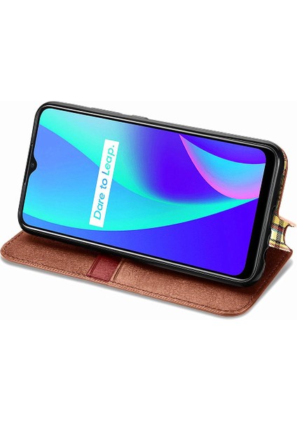 Oppo Realme C15 Zarif Iş Deri Çanta Cüzdan Fonksiyonu Için Kılıf (Yurt Dışından) fiyatları