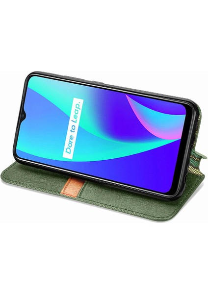 Oppo Realme C15 Zarif Iş Deri Çanta Cüzdan Fonksiyonu Için Kılıf (Yurt Dışından) fırsatları