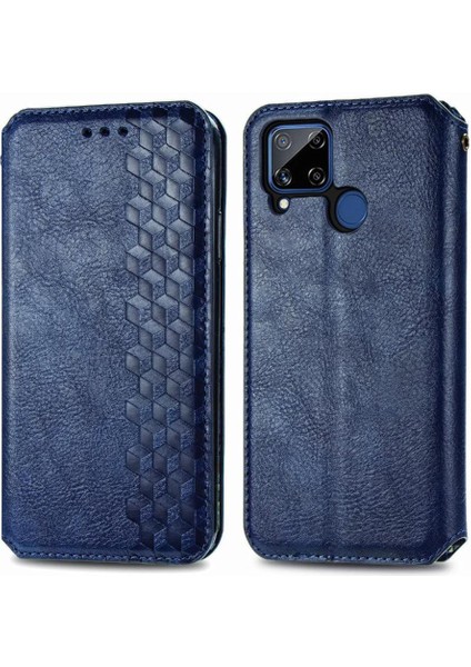 Oppo Realme C15 Zarif Iş Deri Çanta Cüzdan Fonksiyonu Için Kılıf (Yurt Dışından)