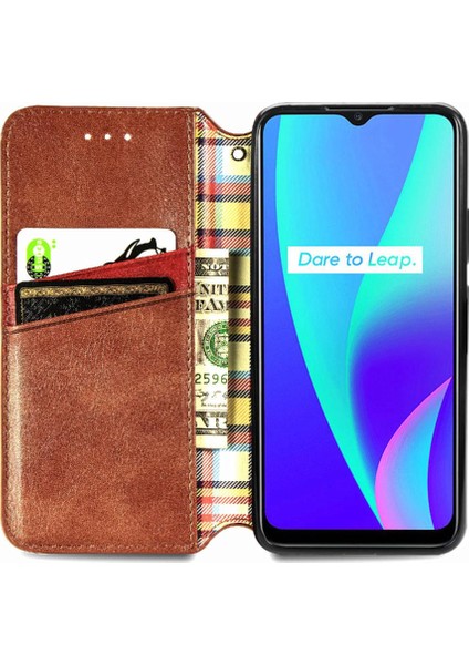 Oppo Realme C15 Zarif Iş Deri Çanta Cüzdan Fonksiyonu Için Kılıf (Yurt Dışından) modelleri