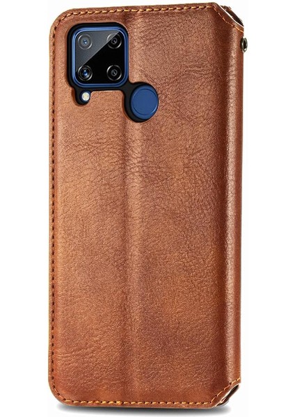 Oppo Realme C15 Zarif Iş Deri Çanta Cüzdan Fonksiyonu Için Kılıf (Yurt Dışından) fırsatları