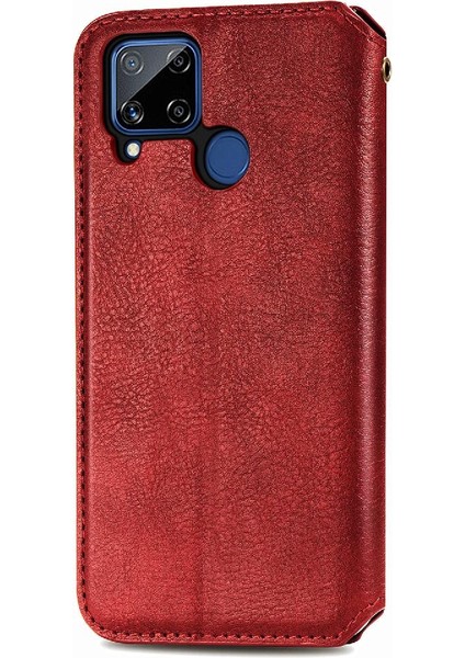 Oppo Realme C15 Zarif Iş Deri Çanta Cüzdan Fonksiyonu Için Kılıf (Yurt Dışından) fırsatları
