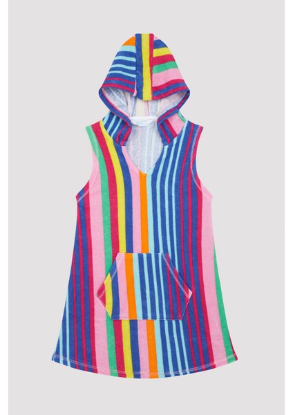 Kız Çocuk Renkli Çizgili Elbise