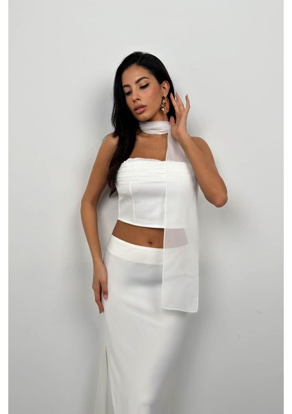 Şal Detay Straplez Bluz fiyatları