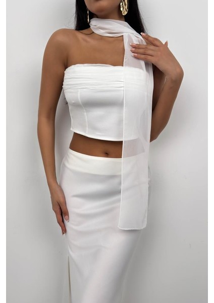 Şal Detay Straplez Bluz fırsatları