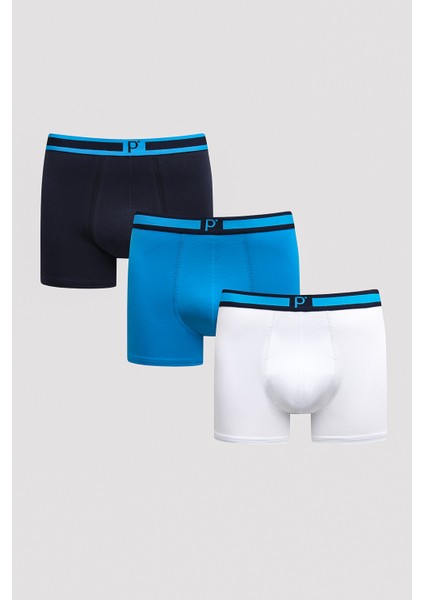 Erkek Blue Tape Çok Renkli 3lü Boxer