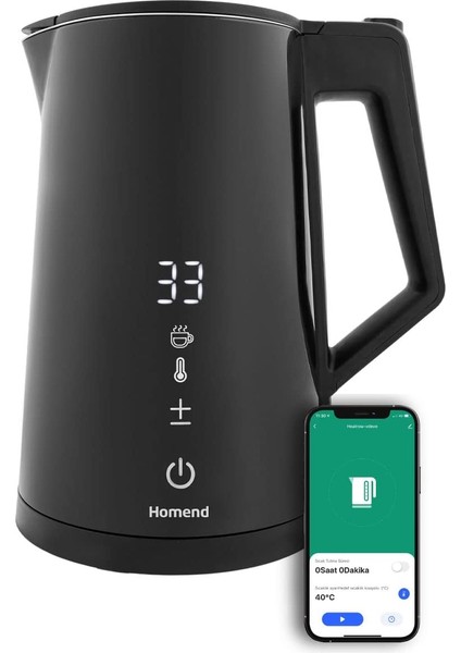 Smart Heatrow 1616H Dokunmatik, Çift Duvarlı, Paslanmaz Çelik, Sessiz Cool Touch, Xl Su Isıtıcı Wi-Fi ile Kontrol