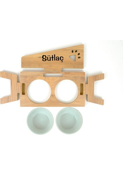 Özel İsimli Seramik Kaseli Kedi-Köpek Mama ve Su Standı-2*400 ml. indirimleri