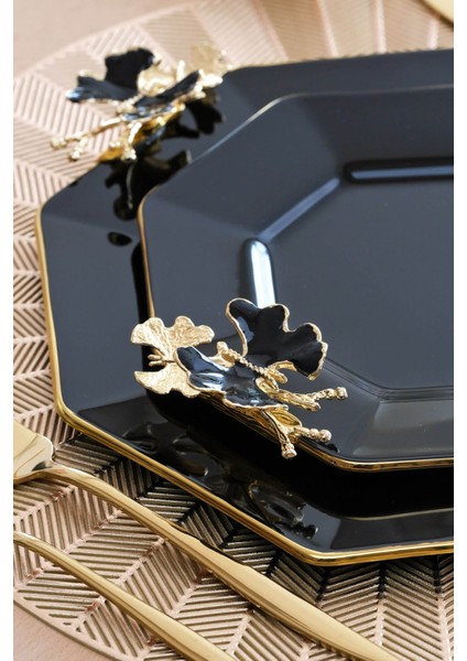 Dolmabahçe Sekizgen Siyah Altın Yaldızlı 6 Kişilik 34 Parça Pasta Servis Takımı indirimleri