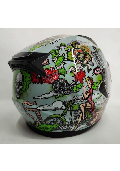 SH-667 Oldskull Güneş Vizörlü Kapalı Kask