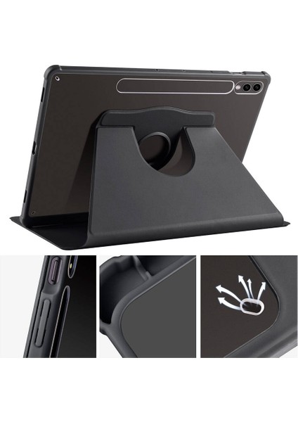 Samsung Galaxy Tab S9 Plus 2023 Yatay ve Dikey Standlı Darbelere Dayanıklı Kalemlikli Smart Thermix Kılıf ve Ekran Koruyucu Sm- X810 X818 X816