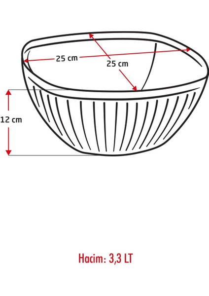 Akrilik Barok Mürdüm Büyük Kare Meyve & Salata Kasesi & Karıştırma Kabı / 3,3 Lt (Cam Değildir)