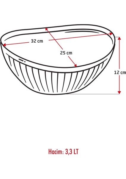 Akrilik Barok Lacivert Büyük Oval Meyve & Salata Kasesi & Karıştırma Kabı / 3,3 Lt (Cam Değildir)