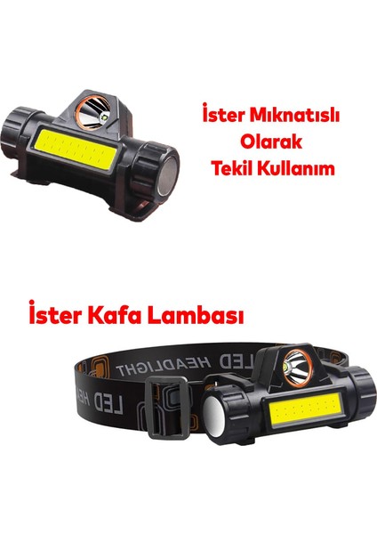 Şarjlı Kafa Lambası Bisiklet Reflektörü Ledli Kamp Kafa Feneri El Feneri 2 Modlu Mıknatıslı modelleri