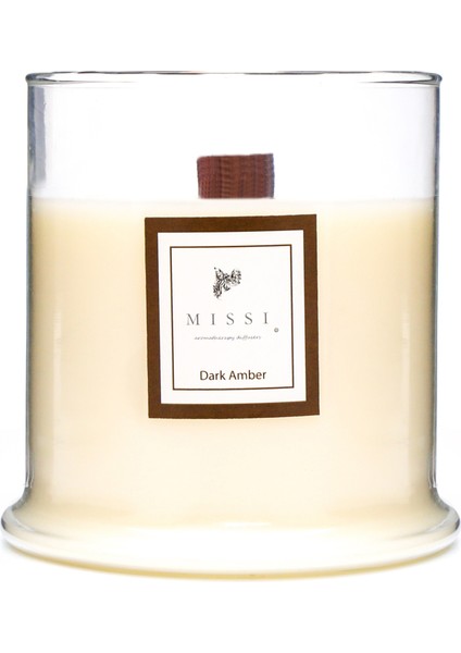 Büyük Üfleme Cam Ahşap Fitilli Dark Amber Vegan Mum(380 gr) fiyatları