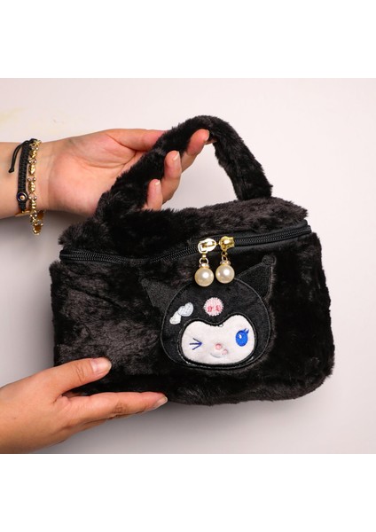 Sanrio Kuromi Inci Detaylı Peluş El Çantası Siyah