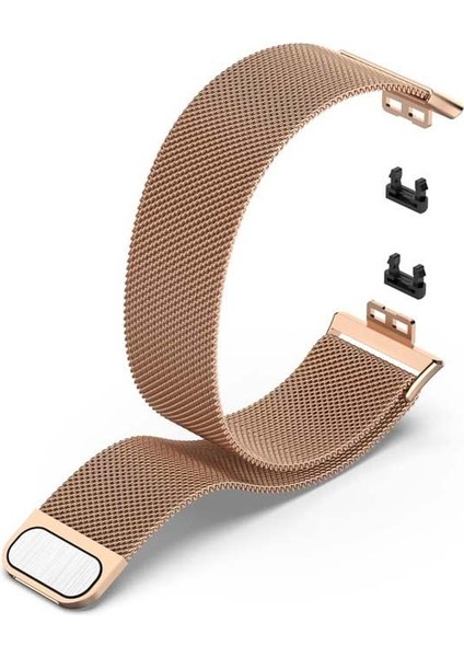 Huawei Watch Fit New Kordon Hasır Metal KRD01 Bronz