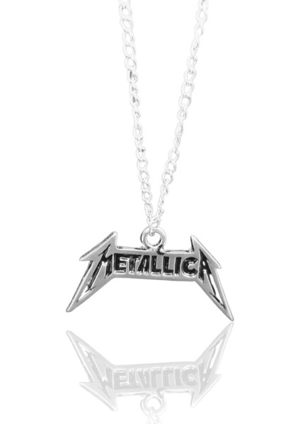 Erkek Metallica Zincir Model Gümüş Kaplama Kolye